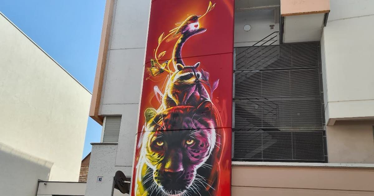 Schiltigheim. Street Art: Drei farbenfrohe Fresken von Dan 23 sind in der Rue de-Lattre-de-Tassigny installiert