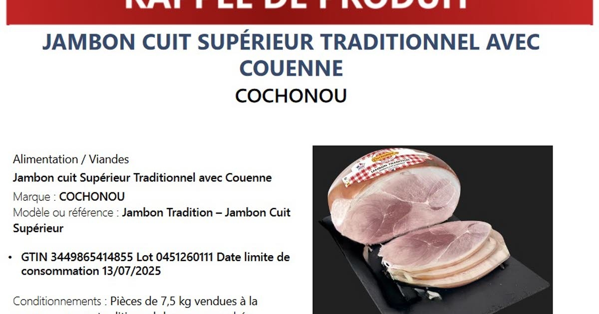 Gesundheit. Listerien: Bei Leclerc verkaufter Cochonou-Schinken ist nicht zum Verzehr geeignet
