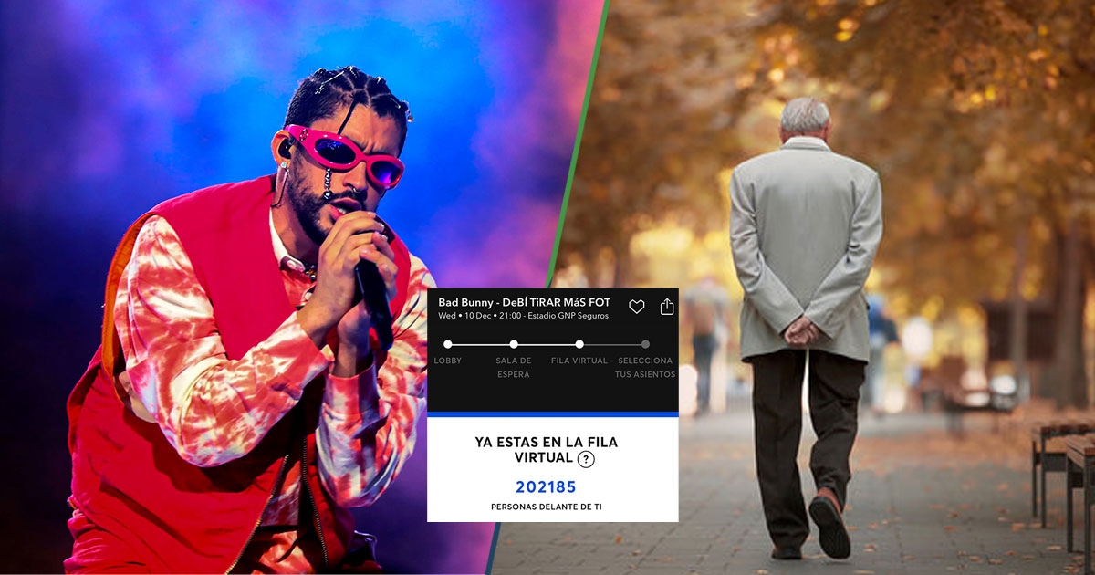 Hombre entra a la fila virtual de Bad Bunny y emerge 10 años después con nietos y posgrado