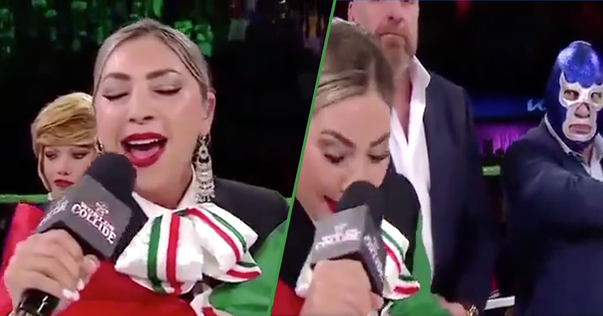 Se aventó un “Coque”: Deyra Barrera canta mal el himno en evento de la WWE y AAA