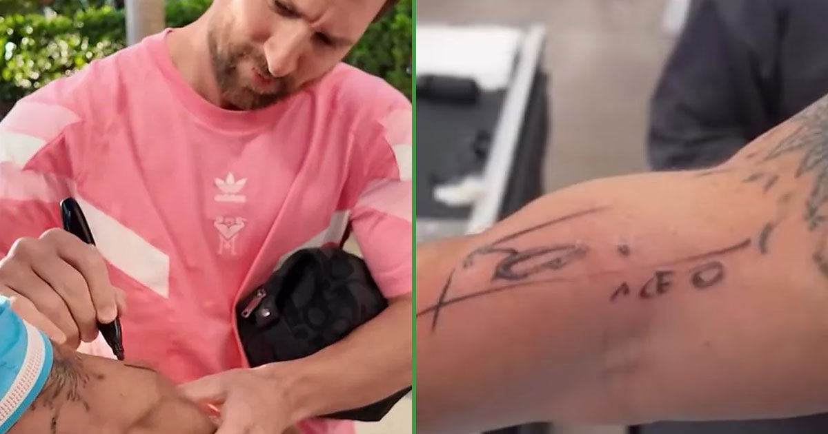 E com tinta indelével: jornalista tatua autógrafo de Messi