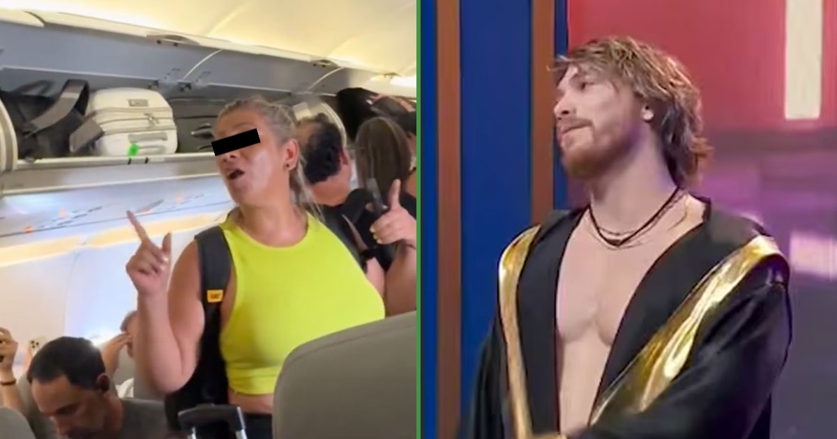 Drodzy pasażerowie... pewna kobieta promuje Aldo de Nigris podczas lotu.