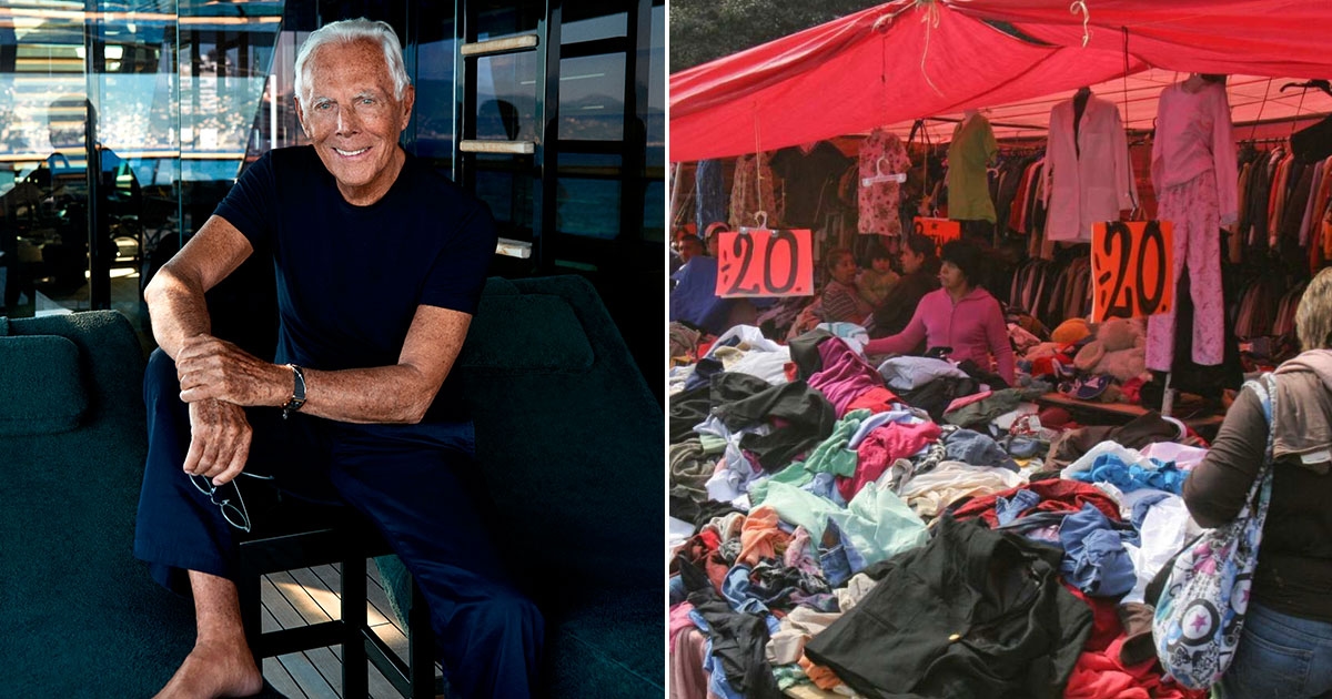 Street vendors mourn the death of Giorgio Armani