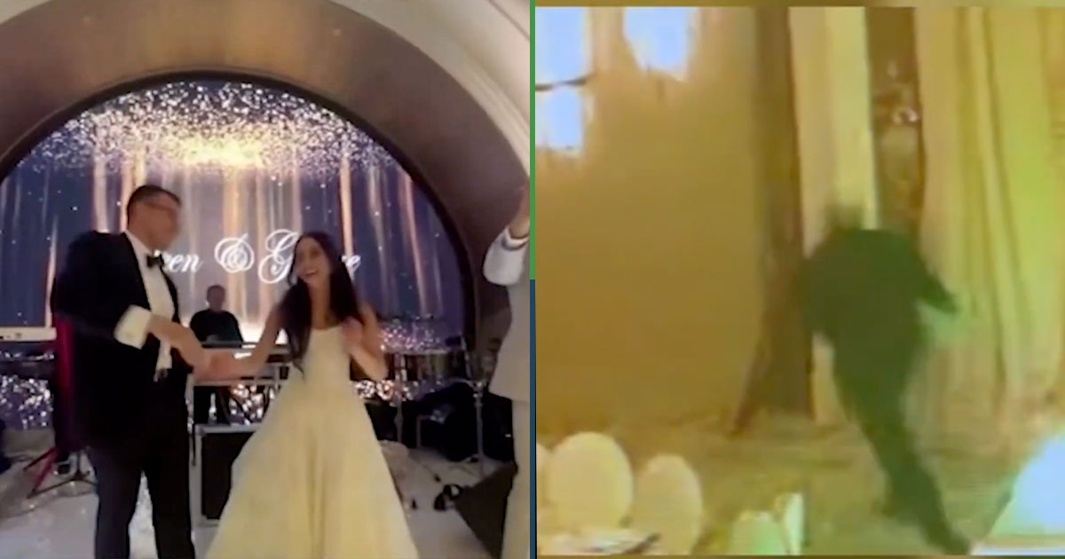 And it wasn't the centerpiece: dude steals the gift table right at the wedding