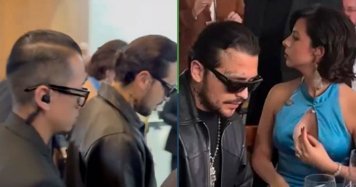 Loved by the people: Nodal and Angela arrive at the event with 7 bodyguards.