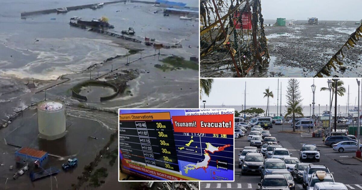 Tsunami warning LIVE: Hawaii smashed as water level plummets over 10 feet before waves hit