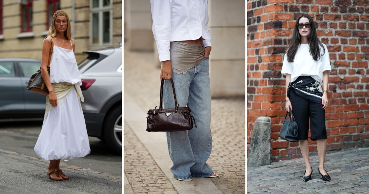 ¿La nueva y elegante forma de llevar un pañuelo de seda este verano? Atado a la cintura.