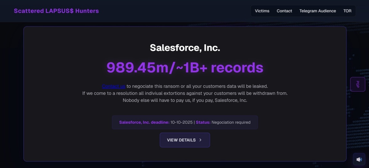 Verstreute LAPSUS$-Jäger behaupten Salesforce-Datenleck, 1 Mrd. Datensätze, 39 Firmen gelistet