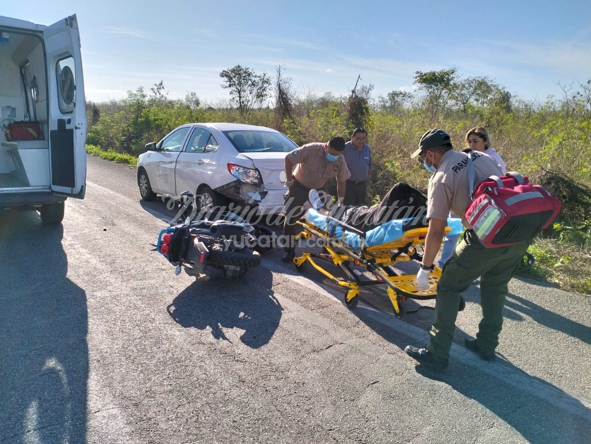 Motorcyclist injured in an accident on the Mérida-Motul highway