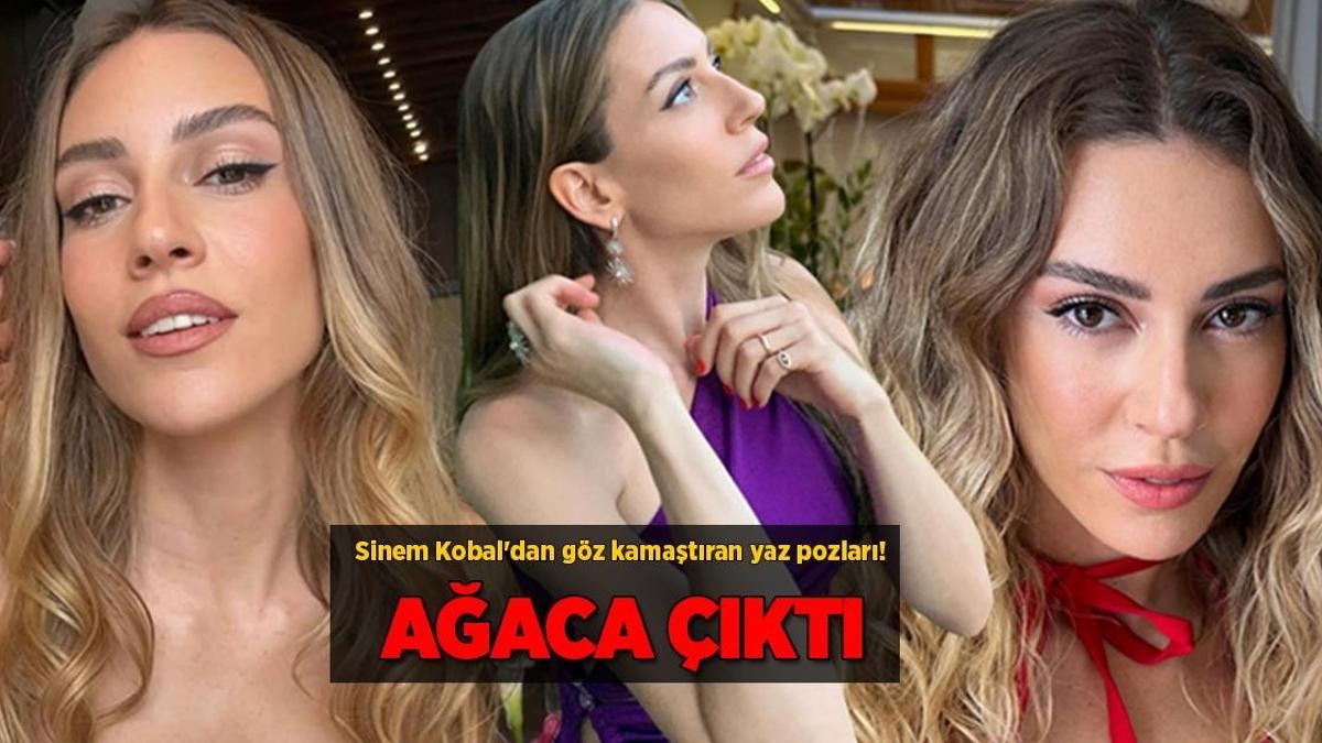 Poses deslumbrantes de verão de Sinem Kobal! Ela subiu na árvore e colheu frutas!
