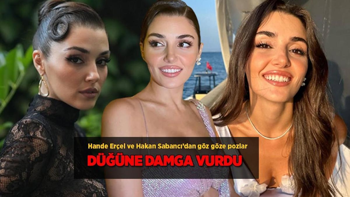 Hande Erçel maakte indruk op de bruiloft met haar schoonheid! Ze poseerde oog in oog met Hakan Sabancı.