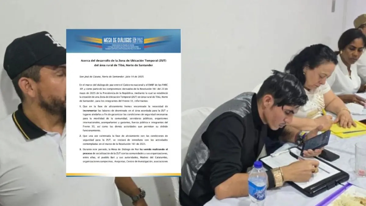 The establishment of a Temporary Deployment Zone for Front 33 in Tibú is delayed due to demining work.