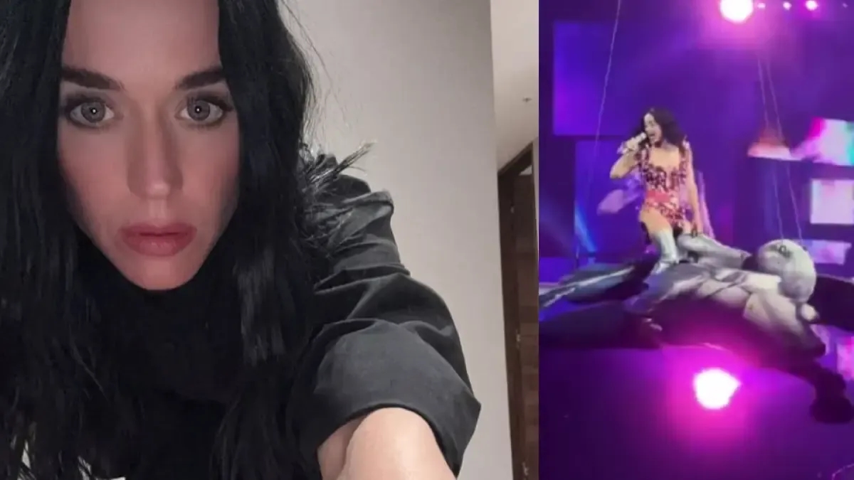 Video: el momento en el que Katy Perry casi cae encima del público en su concierto en Estados Unidos