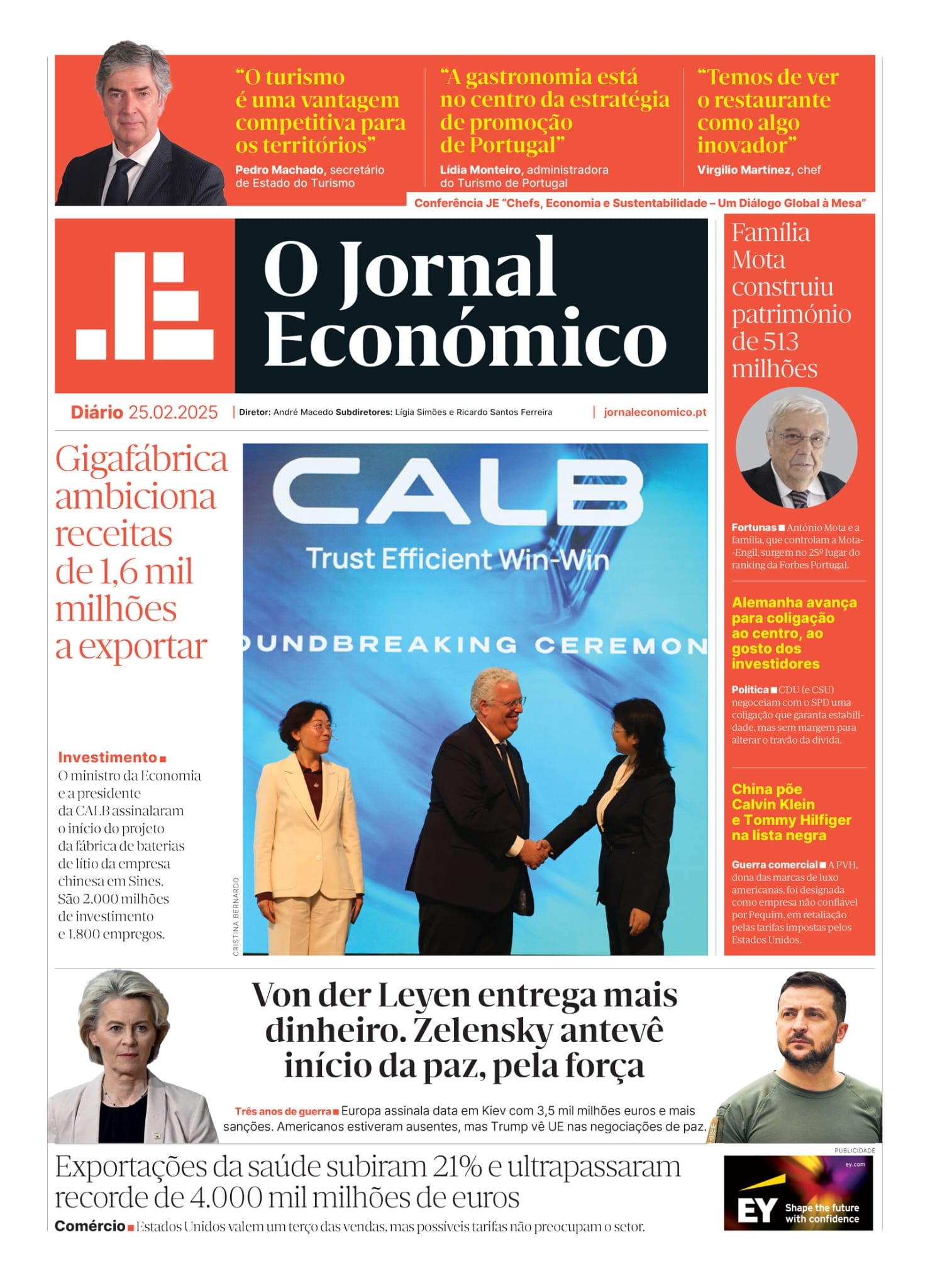 Pierwsza strona Jornal Económico z 25 lutego