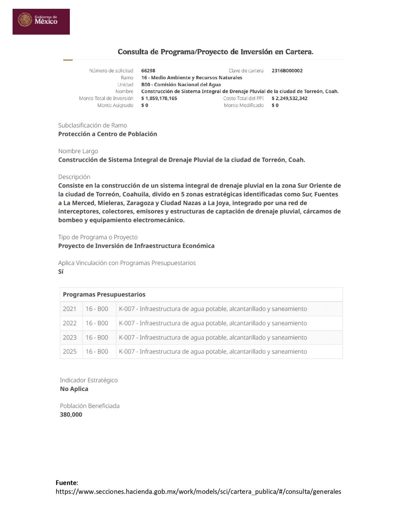 Departament Skarbu opóźnia datę rozpoczęcia projektów odwodnienia wód deszczowych w Torreón.