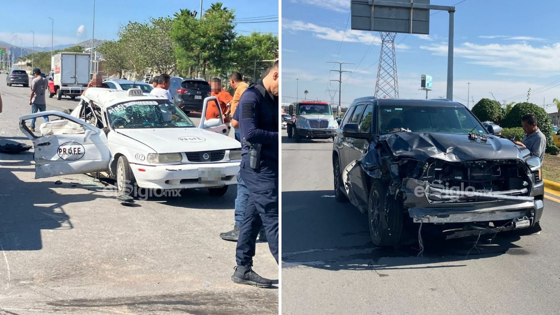 Mulher morre após grave acidente de trânsito em Gómez Palacio; ela viajava de táxi com o marido.
