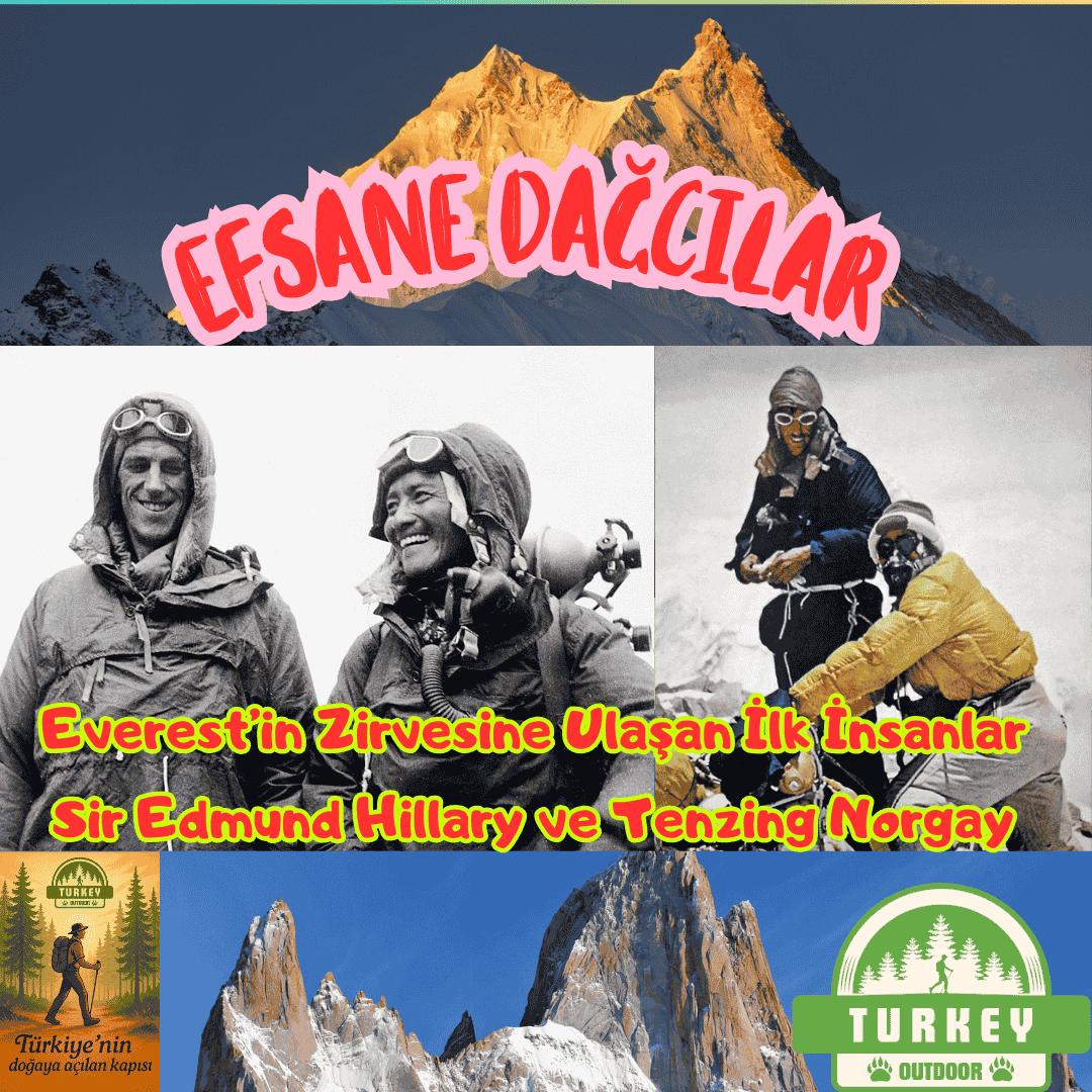 Sir Edmund Hillary e Tenzing Norgay, os primeiros a chegar ao cume do Everest