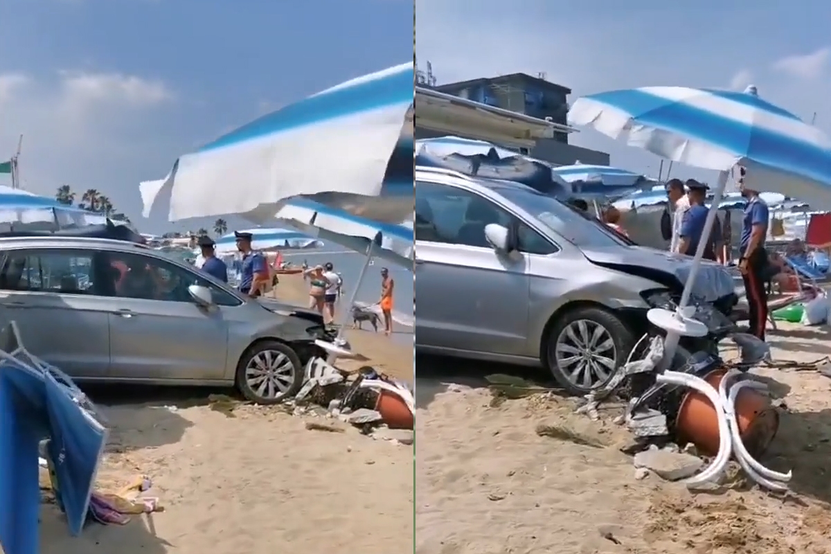 Alba Adriatica, araç plajda yüzenlere çarptı: 4 yaralı. VİDEO