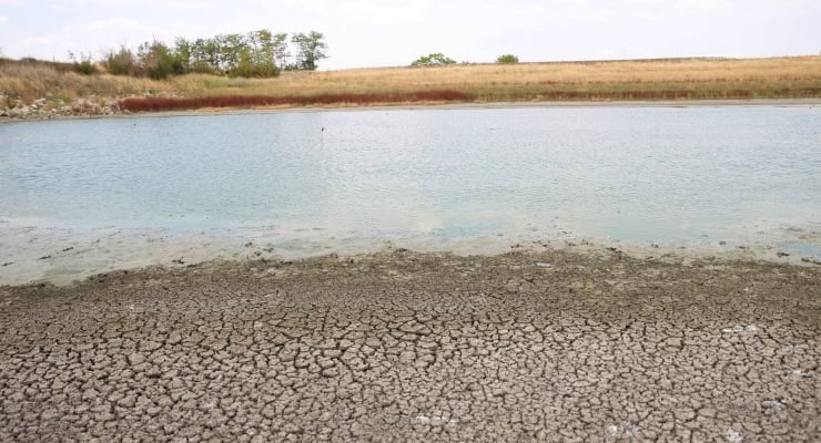 Sequía: el nivel del agua en el estanque de Oruçlu bajó