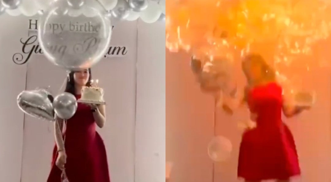 Video: Donna tra le fiamme dopo l'esplosione dei palloncini di compleanno