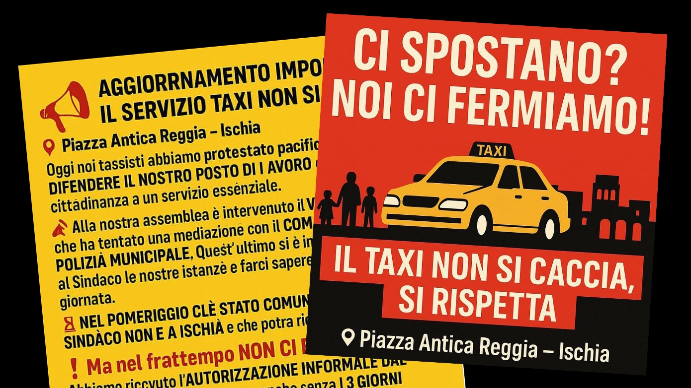 "Verplaatsen ze ons? We stoppen!" Taxichauffeurs op Ischia beginnen opnieuw te protesteren.