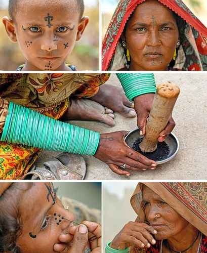 Tatuajes faciales hindúes, una tradición en riesgo de desaparecer en Pakistán