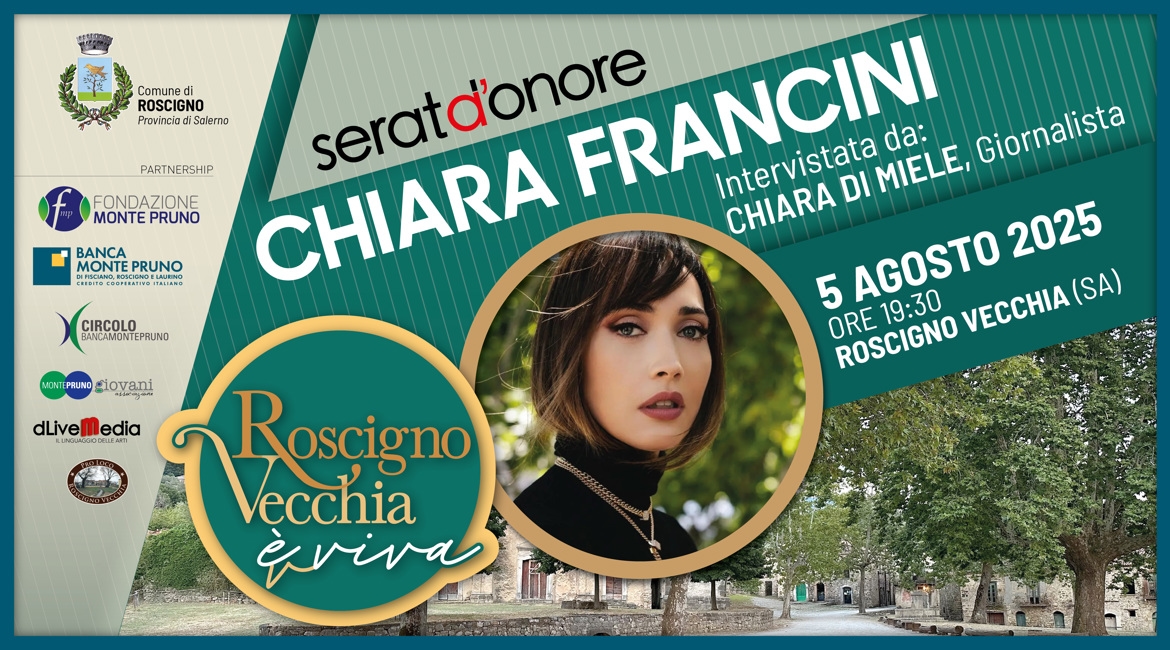 "Cultuur spreekt in stilte": Chiara Francini's ere-avond in Roscigno Vecchia