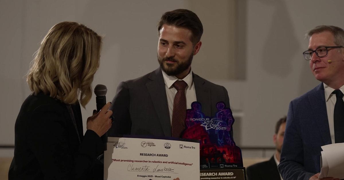 Fondazione Mondo Digitale awards Clemente Lauretti "most promising researcher in robotics and AI"