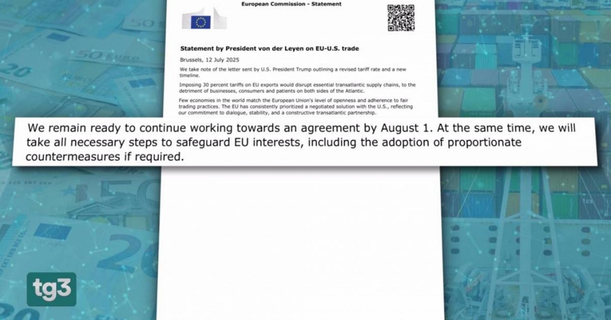 Tarieven, de reactie van de EU. Von der Leyen: "We werken eraan om vóór 1 augustus een akkoord te bereiken."