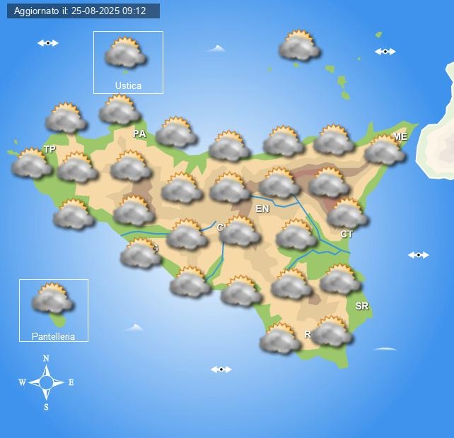 Het weer op Sicilië voor dinsdag 26 augustus
