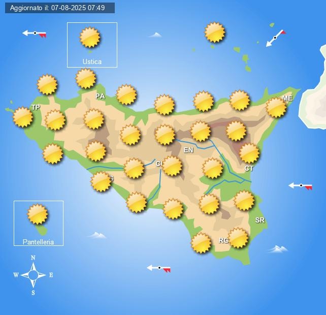 Weersverwachting Sicilië voor vrijdag 8 augustus